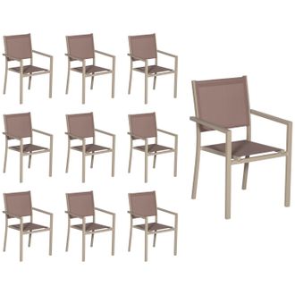 Happy Garden Happy Garden - Lote De 10 Sillas De Aluminio Color Topo Textileno Topo