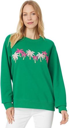 Lilly Pulitzer Ballad Long Sleeve Sweatshirt Womens Sweater Fiddle Leaf Green Palm Trees : XL, Cotton