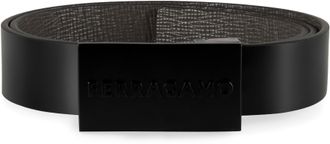 Ferragamo Mens Reversible Leather Belt Black Calf