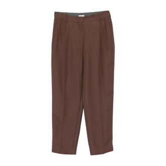 Brunello Cucinelli Pantaloni a Pinces - - Trousers - Donna - Marrone - S