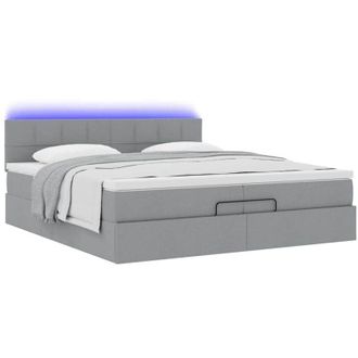 vidaXL Estructura De Cama Otomana Colchones Tela Gris Claro 200x200cm Vidaxl