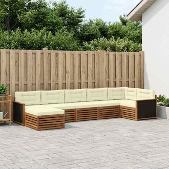 vidaXL Vidaxl Set Di Divani Da Esterno 7 Pz Naturale E Crema