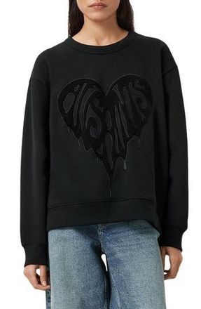 AllSaints Trip Piper Cotton Sweatshirt in Black at Nordstrom Rack, Size Small