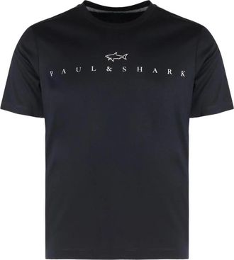 Paul & Shark T-shirt met ronde hals en logo - Heren - T-shirts - Blauw - L - Tops