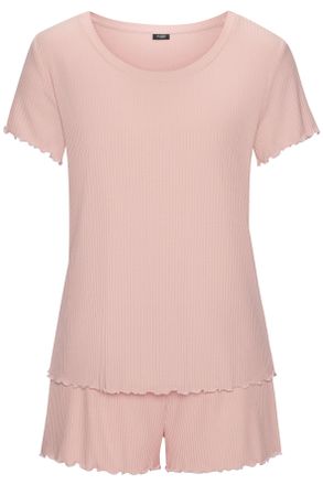 Vivance Shorty VIVANCE DREAMS, Damen, Gr. 32/34, aprikose, Rippware, Obermaterial: 92% Modal (TENCEL), 8% Elasthan, unifarben, loose fit h&uuml;ftlang, Rundhals, e