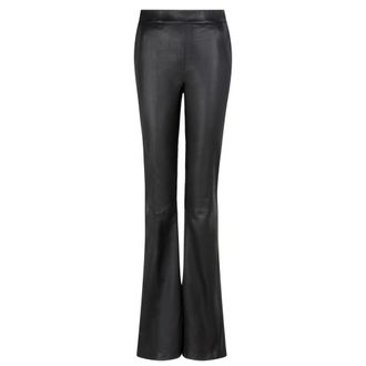 Dante6 Flare Leren Broek Zwart - Dames - Broeken - Zwart - Maat: L Leer
