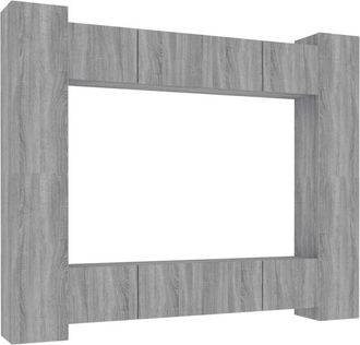 vidaXL 8 Piece TV Cabinet Set Grey Sonoma Engineered Wood vidaXL