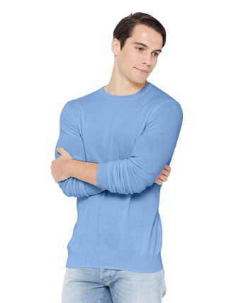 State Cashmere Mens 100% Pure Cashmere Jumper Long Sleeve Pullover Crew Neck Sweater, Baby Blue, Medium