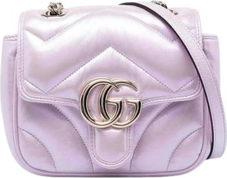 Gucci Pre-owned Quilted Iridescent Crossbody Bag - Dames - Vintage Schoudertas - Paars - ONE Size - Leer - Vintage