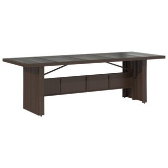 Berkfield Home Garden Table with Glass Top Brown 240x90x75 cm Poly Rattan | Size: 240 x 90 x 75 cm