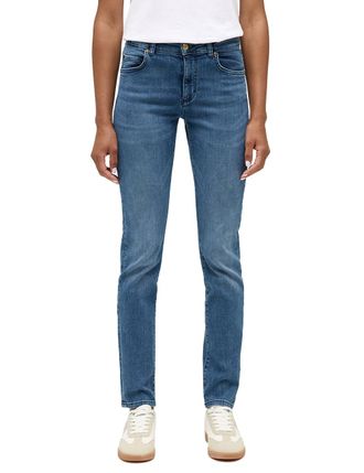 Mustang Slim-fit-Jeans MUSTANG Damen Style Crosby Relaxed Slim, Damen, Gr. 26, L&auml;nge 30, blau (702 mittelblau), Denim/Jeans, 74% Baumwolle, 23% Polyester, 3% 