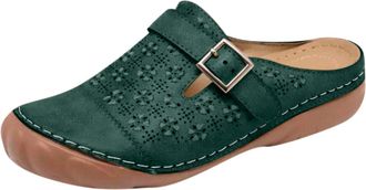 Generic Women Leather Sandals Cut Out Closed Toe Sandals Solid Color Wedge Sandal Fashion Walking Sandal Breathable Outdoor Sports Shoes Comfortable Soft Shoe