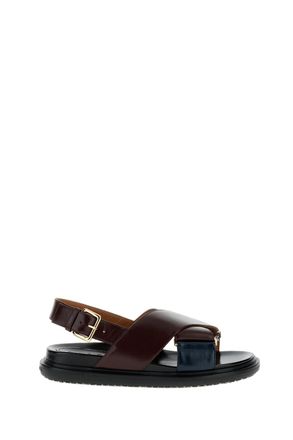 Marni Bicolor Fussbett Sandals With Adjustable Buckle And Colorblock Design
