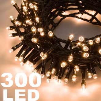 Trade Shop Trade Shop - Catena Luminosa 300 Led Bianco Caldo Uso Interno Con Control 8 Funciones