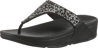 FitFlop Zehentrenner FITFLOP LULU CRYSTAL, Damen, Gr. 36, schwarz, Textil, Glitzer, Schuhe Zehentrenner, Sandale, Pantolette mit Schmucksteine