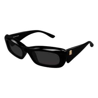 Balenciaga Bb0504S Rechthoekige Zonnebril - Dames - Accessoires - Zwart - Maat: 55 MM Nylon