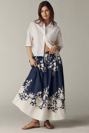 Maeve The Jacie Poplin Printed Maxi Skirt by Maeve