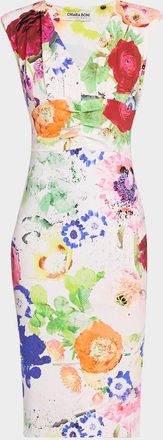 La Petite Robe Di Chiara Boni Shunji Floral-Print Bodycon Midi Dress