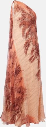 Johanna Ortiz Printed silk-blend lam&eacute; gown