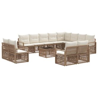 vidaXL Conjunto De Sof&aacute;s De Jard&iacute;n 13 Pcs Beige Rat&aacute;n Sint&eacute;tico Vidaxl