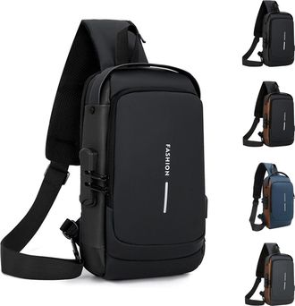 Generic New Carbon Fiber Streamline Anti-Theft Sling Bag, USB Charging Sport Sling, Waterproof Shoulder Backpack for Travel Gym (black)