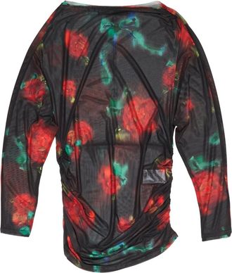 Bimba & Lola T-shirt met rozenprint en ruches - Zwart