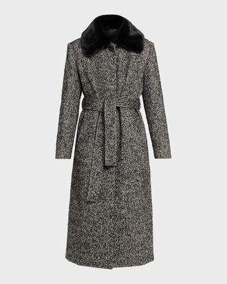 Kobi Halperin Gabriela Faux Fur-Collar Herringbone Coat