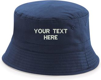 Generic Personalised Embroidered BC686 Reversible Bucket Hat Add Your Name/Text, Unisex Bucket Cap Gift (FrenchNavy)