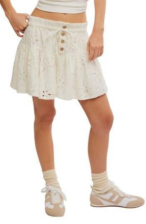 Free People Roselle Eyelet Tie Waist Miniskirt in Ivory at Nordstrom Rack, Size X-Small