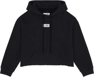 Maison Margiela Felpa Corta con Etichetta Numerica - - Sweatshirts & Hoodies - Donna - Nero - L