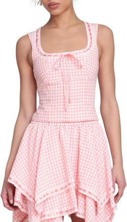 Avec Les Filles Gingham Top in Pink - White Gingham at Nordstrom, Size X-Small