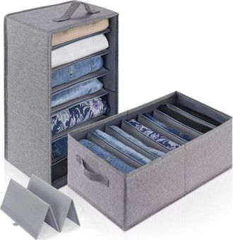 OEM Juego De 2 Cajas De Almacenamiento: Caj&oacute;n De Tela, Cubo De Almacenamiento Y Vestidor, Almacenamiento Para Ropa Y Armarios (gris Oscuro, 45 X 25 X 18 C