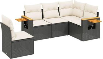 vidaXL Set De Muebles De Jard&iacute;n 5 Pzas Y Cojines Rat&aacute;n Sint&eacute;tico Negro Vidaxl