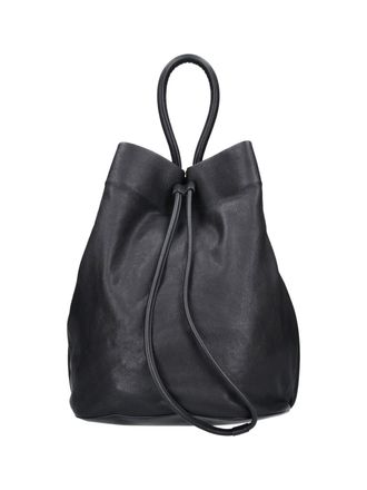 Uma Wang Bucket Bag In Soft Lambskin Leather With Drawstring Closure