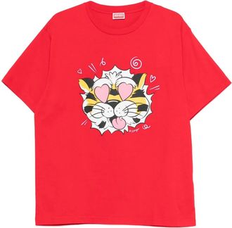 Kenzo Tops, Heren, Rood, L, Katoen, Wild Tiger T-shirt
