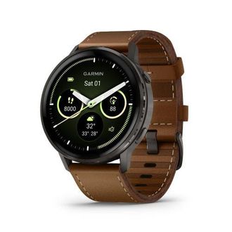Garmin Venu 4 Smartwatch 45mm in Brown Leather Band at Nordstrom