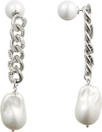 Classicharms Womens Baroque Pearl Drop Earrings In Silver Chain