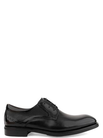 Alberto Gozzi Black Closed Lace-Up Perforated Leather Formal Shoes