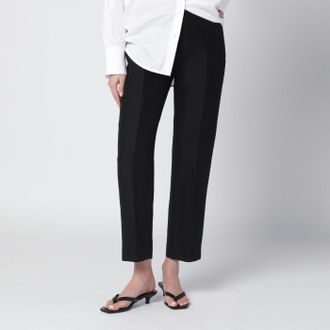 Toteme Pantalone nero in lana e seta