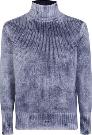 Avant Toi Hand Painted Cashmere and Silk High Neck Pullover - Heren - Cashmere truien - Grijs - M - Kasjmier - Truien & Vesten