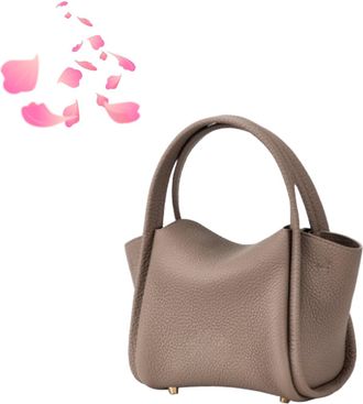 Generic Womens Mini Cowhide Leather Bucket Bag, Classic Shoulder Light Handbag Crossbody Fashion Wallet Removable Shoulder Strap (Light Coffee)