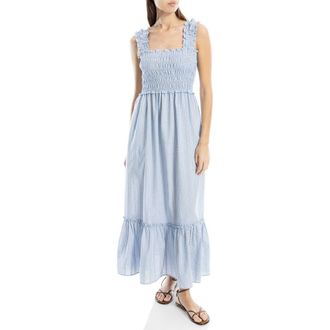 Max Studio Wide Strap Smocked Maxi Dress in Blue/White Check Gingham at Nordstrom Rack, Size X-Small