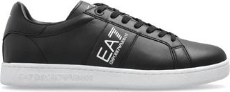 Emporio Armani Sportschoenen met logo - Heren - Sneakers - Zwart - 45 EU - Leer - Schoenen