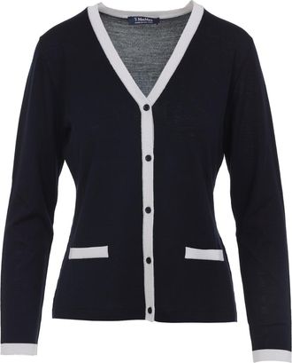 Max Mara Blue Virgin Wool Kenya Cardigan-Donna