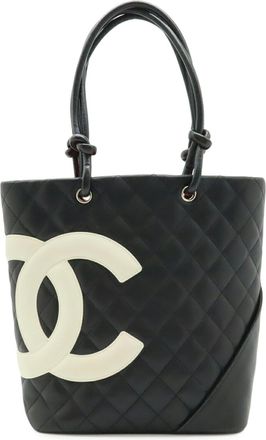 Chanel Ligne Cambon Black White Shoulder Bag Tote Bag (Pre-Owned)