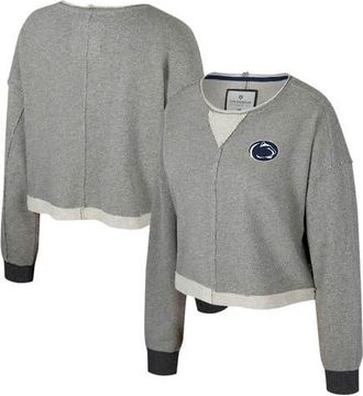 Colosseum Womens Colosseum Charcoal Penn State Nittany Lions Magnum Scoop Neck Cropped Pullover Sweatshirt at Nordstrom, Size Xx-Large