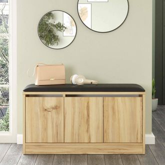 Dmora Zapatero Arganetta, Mueble Para 8 Pares De Zapatos, 1 Estante, 3 Puertas, 90x36x46h Cm Roble Marr&oacute;n