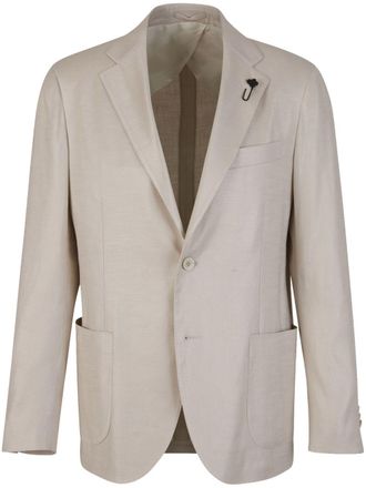 Lardini single-breasted blazer - men - Elastane/Linen/Flax/Viscose/Viscose/Cupro - 46 - Neutrals