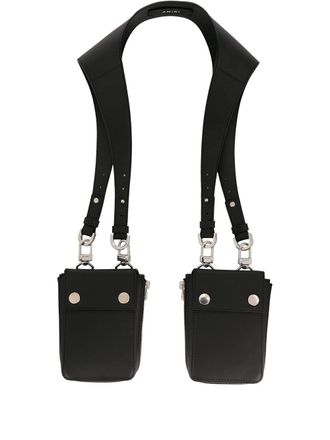 Amiri draped leather shoulder bag - men - Cotton/Leather - OS - Black