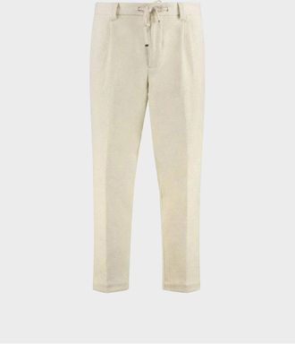 HUGO BOSS Mens Textured Drawstring Trousers, Cream